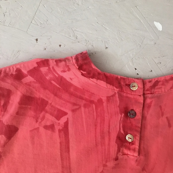 SOLD Hand Painted Silk Boxy Crop Top - Picture 5 of 7